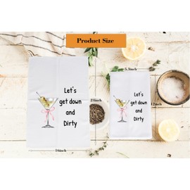 Funny Hostess Bar Towel Let's get Down and Dirty Martini Kitchen Towel Housewarming Gift (Down and Dirty CA Towel)