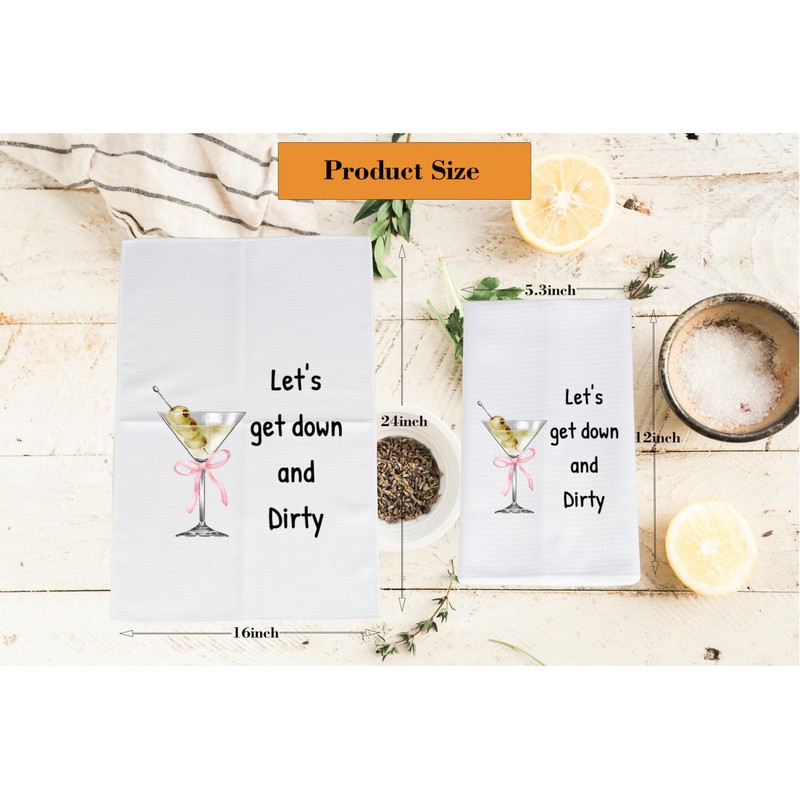 Funny Hostess Bar Towel Let's get Down and Dirty Martini