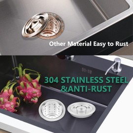 3-1/2 Inch Sink Drain Assembly Kit, Removable Deep Sink Strainer Basket with Sink Stopper and Sealing Lid for Home, Kitchen, Kitchen Sink Drain Strainer Included Tailpiece Retaining Nut