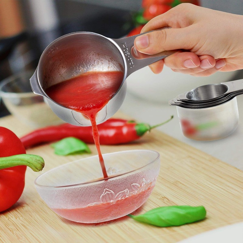 Measuring Cups, 7 Pcs Stainless Steel Cups and Spoons Stackable