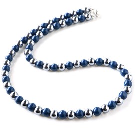 GOLD STONE Terahertz Northern Throw Necklace, 0.2 inch (6 mm), Blue, Blue, Hoctrite, Easy to Install, Magnetic Type, Length Approx. 23.6 inches (60 cm)