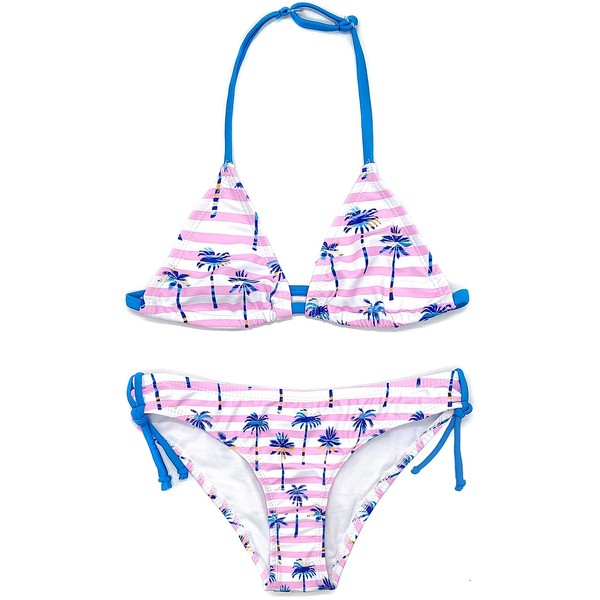 SHEKINI Girls Swimming Costume Bikini Set Halter Triangle Top Printed Bottom 2 Pieces Swimsuit Kids Swimwear 6-14 Years