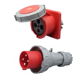 1 Set 125A 4Pin Industrial Connector Plug Socket, 4Pin 125A 380V-415V 3P+E 6H IP67 Waterproof Connector IEC60309 Power Connecting Industrial Concealed Socket Kit for Industry and Aviation (125A)