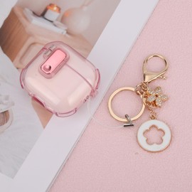 BOXOB Case Cover for Airpod 4, TPU Transparent Headphone Case with Keychain Women's Cute Bling Design Protective Cover Compatible with Airpod iPods 4th Generation