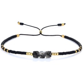 KELITCH Skull Beaded Bracelets Hand Woven Rope Strand Bracelets Fashion Women Bangles New 2020 (Black 13A)