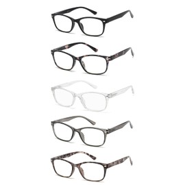 JM 5 Pack Blue Light Blocking Reading Glasses for Women Men, Spring Hinge Computer Readers Anti Glare Eye Strain +4.0