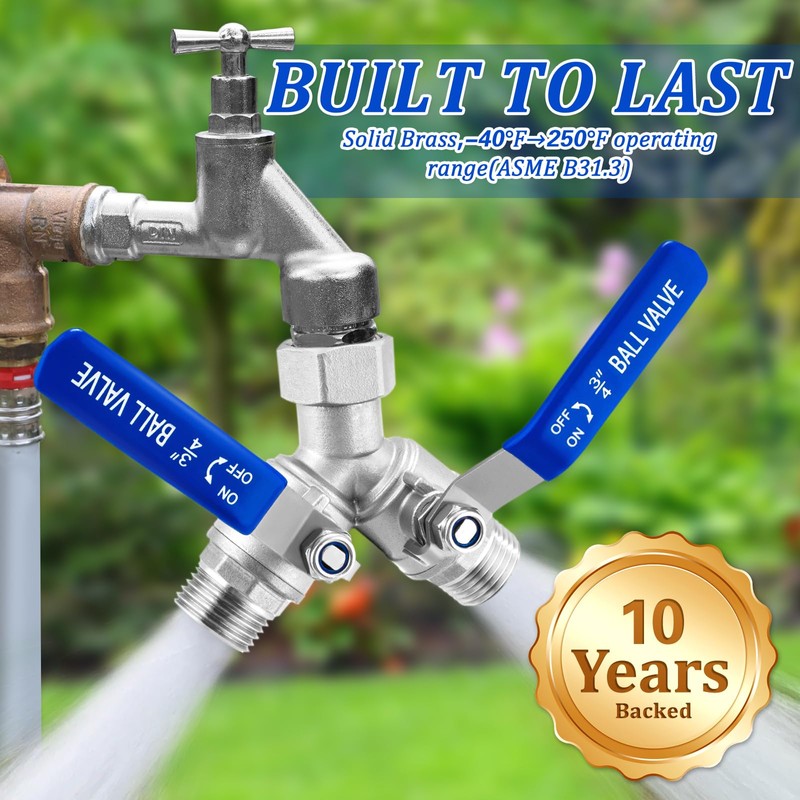 304 Stainless Steel Garden Hose Splitter 2 Way Heavy Duty,