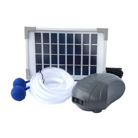 AEO Solar Powered Air Pump Kit, two airing stones, 3LPM Air Pump & 2.5W Solar Panel for Fish Pond, Aquaculture, Hydroponics, Bubbleponics