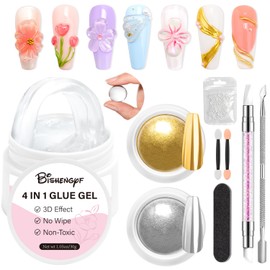 Solid Builder Gel for Nails BISHENGYF:【No.1 Non-Sticky Hand】3D Gel Nail Art with Gold Silver Chrome Nail Powder Clear 3D Hard Sculpting 3D Molding & Extension Gel for Art Salon Home DIY