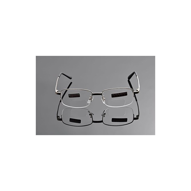 De Ding Metal Half Rim Bifocal Reading Glasses (silver, 3.5