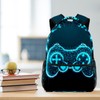 KikandKo Blue Video Game Controller School Backpack for Boys, Lightweight