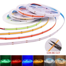 COB High Brightness LED Tape Light, Flexible, High Density, 16.4 ft (5 m) (320 LED/m), High Brightness White, 4,000 K, DC 12 V, Transformable, Cuttable, Easy Installation, Bright, Stylish, Long Time, Front Illumination, Energy Saving, For Home, Bedroom, 