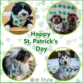 Odi Style St. Patrick's Day Bandana for Dogs - 2 Pack Saint Patrick Day Dog Handkerchief with Shamrock Prints, Lucky Dog Bandanas for Small, Medium, Large Dogs, Puppy Accessories, Green Scarfs