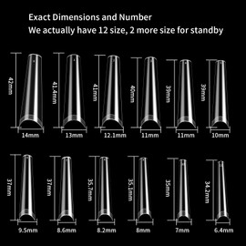 Pack of 240 Clear Artificial Nails, Extra Long False Nail Tips, Full Cover Press On Nails, Ballerina Nail Tips, French Nail Tips, Full Cover for Manicure, Salon, DIY Nail Art