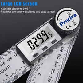 Preciva Digital Protractor with Screen Hold and 180° Rotating Function, 400 mm Angle Bevel Ruler Made of Stainless Steel for Woodwork, Home Work –Large Display