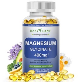 Cápsulas blandas de glicinato de magnesio, suplemento de glicinato de magnesio de alta absorción de 400 mg para el apoyo de músculos, corazón, sueño  
