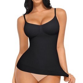 FeelinGirl Tummy Control Shapewear Compression Tank Tops Seamless Camisoles for Women for Under Clothes Black S
