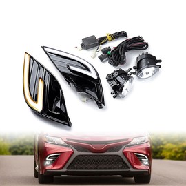 Astra Depot Compatible For Toyota Camry XSE SE TRD 4Door 2018 2019 2020 LED Fog Lamps DRL Daytime Running Lights Switch Harness Covers Foglights Front Bumper Headlights, 2 Pack