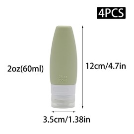 WINDAWNKE 4 PCS Silicone Travel Bottles, 2oz Refillable Toiletries Containers Set, Small Empty Travel Size Bottles for Shampoo, Lotion, Shower Gel (Morandi)