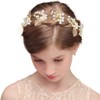 Campsis Wedding Bride Pearl Headpiece Golden Leaf Alloy Tie Back