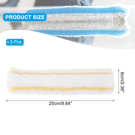 MECCANIXITY Microfiber Scrubber Replacement Head 9.84 Inch for Window Glass Marble Wall Home Bathroom, Yellow/White Pack of 3