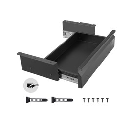 VEVOR Under Desk Drawer Slide Out, 16 inch Attachable Desk Drawer for Sit Stand Workstation, Hidden Under Counter Drawers for office Home, Black
