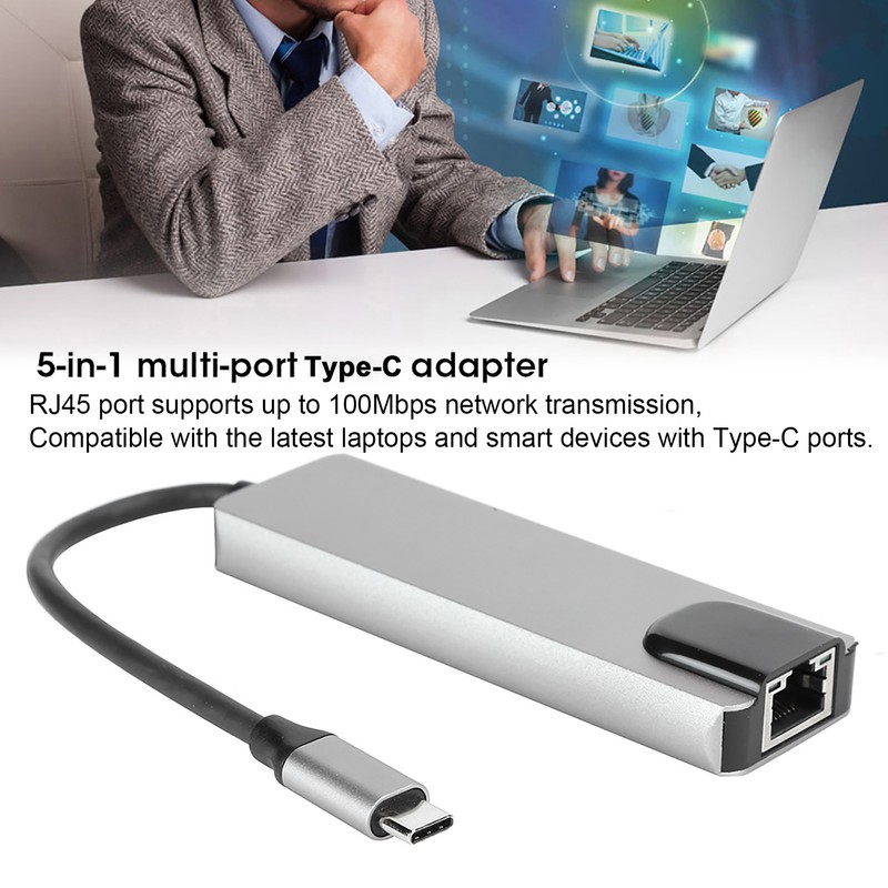 5 in 1 TypeC Hub to Hdmi Adapter 4K TypeC