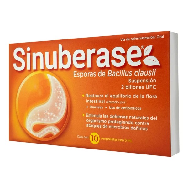 Sinuberase Suspensión Oral 2 Billones Ufc, 10 Ampolletas 5 Ml