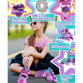 Unicorn Kids Inline Skates for Girls Women,WESKIFAN Rainbow Blades Skates with Shiny Light up Wheels&Adjustable Ages 6-8-12 Year Old, Roller Skates for Birthday Xmas Gifts Toys, Patines para Niñas