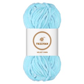 Trzzyan Soft Chenille Yarn Velvet Yarn Blanket Yarn for Knitting Fancy Yarn for Crochet Weaving DIY Bulky Weaving Crafts Making Blankets, Clothes, 3.5 Oz/Skein (1 skeins, Sky Blue)