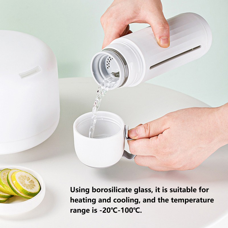 310ml Glass Cup with Lid Portable Dual Purpose Water Mug