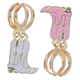 Gatuida Multi-Layer Cowgirl Boot Earrings for Women Stylish Alloy Dangle Drop Earrings Modern Western Jewelry for Casual Wear 2 Pairs