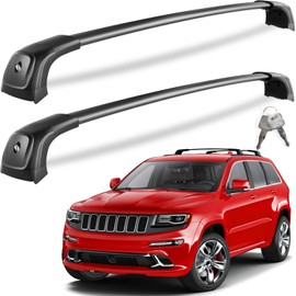 KINGGERI Lockable 260lbs Roof Racks Cross Bars Fit for Jeep Grand Cherokee Altitude & SRT & Trackhawk with Roof Black Moldings 2011-2022, Anti-Theft Aluminum Rails Crossbars Cargo Luggage