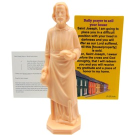 Juego de estatua de St Joseph Home Selling con tarjeta magnética para refrigerador con tarjeta de instrucciones de bienes raíces, paquete de santo patrón