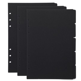 15Pcs A5 Black Binder Dividers - Premium Paper Tab Dividers for 6 Ring Binders Ideal for Office School and Home Organization