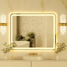 40x32 Inch LED Bathroom Mirror with Lights, Frontlit + Backlit, Smart Bathroom Vanity Mirror, Stepless Dimmable, Anti Fog, 3 Colors, Memory Function, Wall Mounted Lighted Vanity Mirror