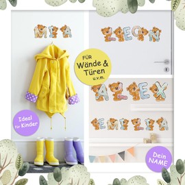 Sunnywall Letters ABC Bear Sticker Desired Name Wall Sticker for Initials and Names Large