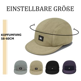 CLAPE 5 Panel Winter Baseball Cap Men Women Warm Wool Trucker Cap Flat Brim Snapback Cap Adjustable Camp Cap Full Cap UV Protection Shield Cap, ADTB1-Gray