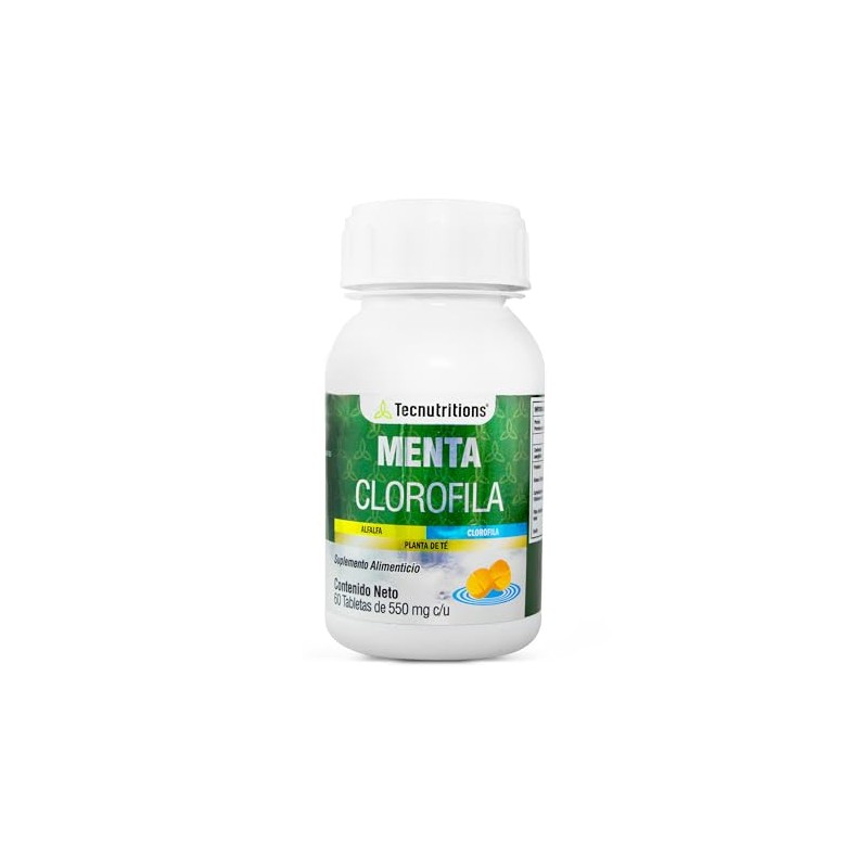 Menta Clorofila - suplemento alimenticio en Frasco de 60 tabletas.
