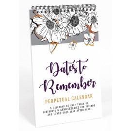 Inkdotpot Floral Perpetual Calendar, Important Dates to Remember- 6x9 Monthly and Daily Wall Hanging Journal for Special Days- Birthdays- Anniversaries Book Birthday Gift Planner Organizer