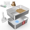 19.6''x13.7''x6'' Suzzipaws Stainless Steel Litter Box, Open Top Sifting Litter