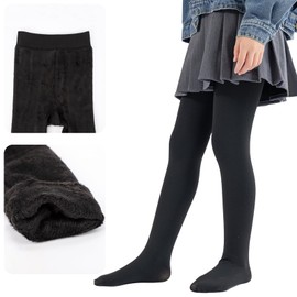 Runmeihe Girls Fleece Lined Tights, Winter Opaque Warm Tights, Double Lined Stretch Thermal Tights