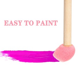 WHQXFDZ 40 Pieces 0.5 inch Round Sponge Foam Brush Set Paint Brush Wooden Handle Foam Brush Sponge Painting Tools for Painting Crafts(0.5inch)