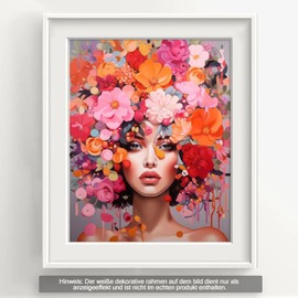 AG.AIIEU Malen nach Zahlen Erwachsene Frau Blume, DIY Handgemalt Anfänger Ölgemälde set - Paint by Numbers Mit 3 - Pinseln und Acrylfarbe leinwand Kit