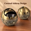 Retro Metal Ashtray with Lid – Decorative Covered Ashtray for
