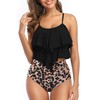 Traje de baño tankini para mujer, con volantes, control de