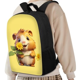Oamsistay Cute Guinea Pig Backpack School Set 4Pcs with Lunch Box Pencil Case with Keychain School Backpack Kids Backpack for Girls 4-6 Portable Lunch Bag for Elementary Primary Middle School Bookbag