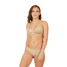 Capezio Women's Deep Neck Clear Back Bra, Nude