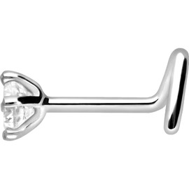 Piercingline® Spiral Nose Stud Crystal Flower, 18 K White Gold