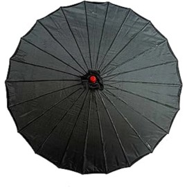 Unbranded 32" Black Nylon waterproof bamboo Oriental look umbrella parasol straight handle